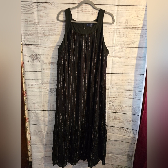 NWT Rachel Roy black & gold long Maxi dress womans plus size 2X - Picture 1 of 7